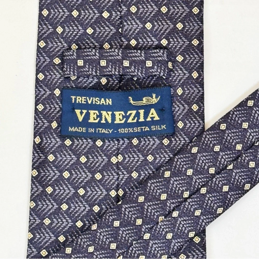 Trevisan Venezia Men’s Necktie with Multicolor Diamond Design 100% Silk